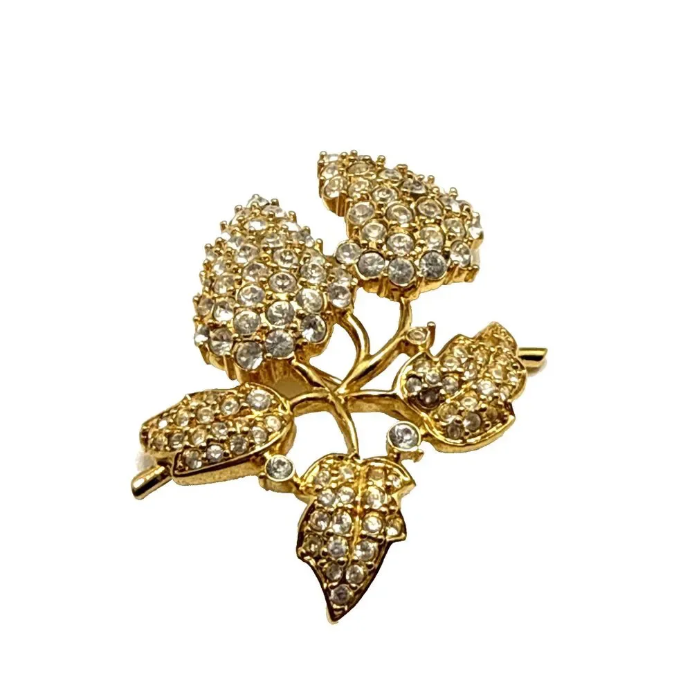 Vintage Clear Rhinestone Floral Cluster Brooch 2.5